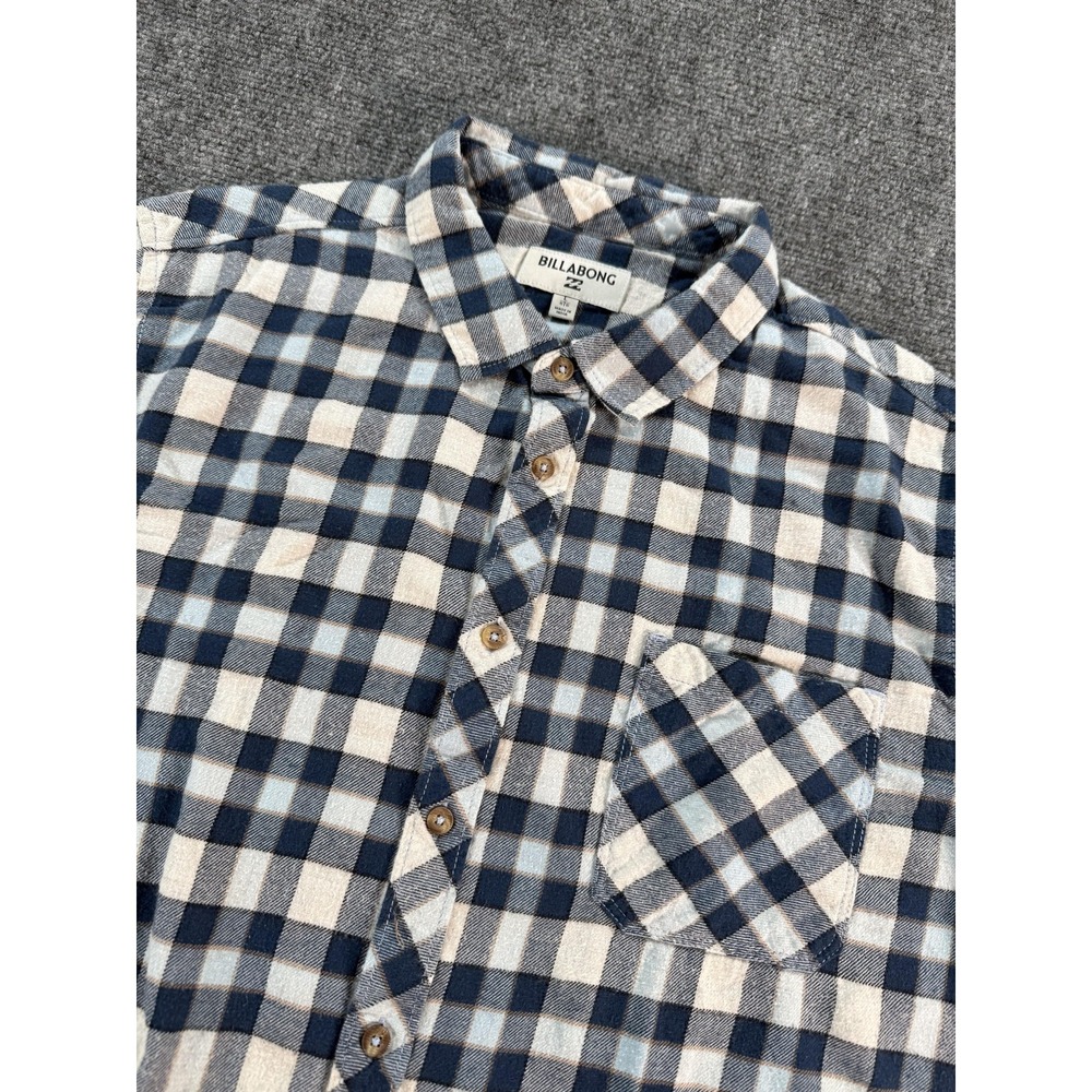 Billabong Shirt Mens Large‎ Blue Plaid Flannel Button Front Long Sleeve Casual